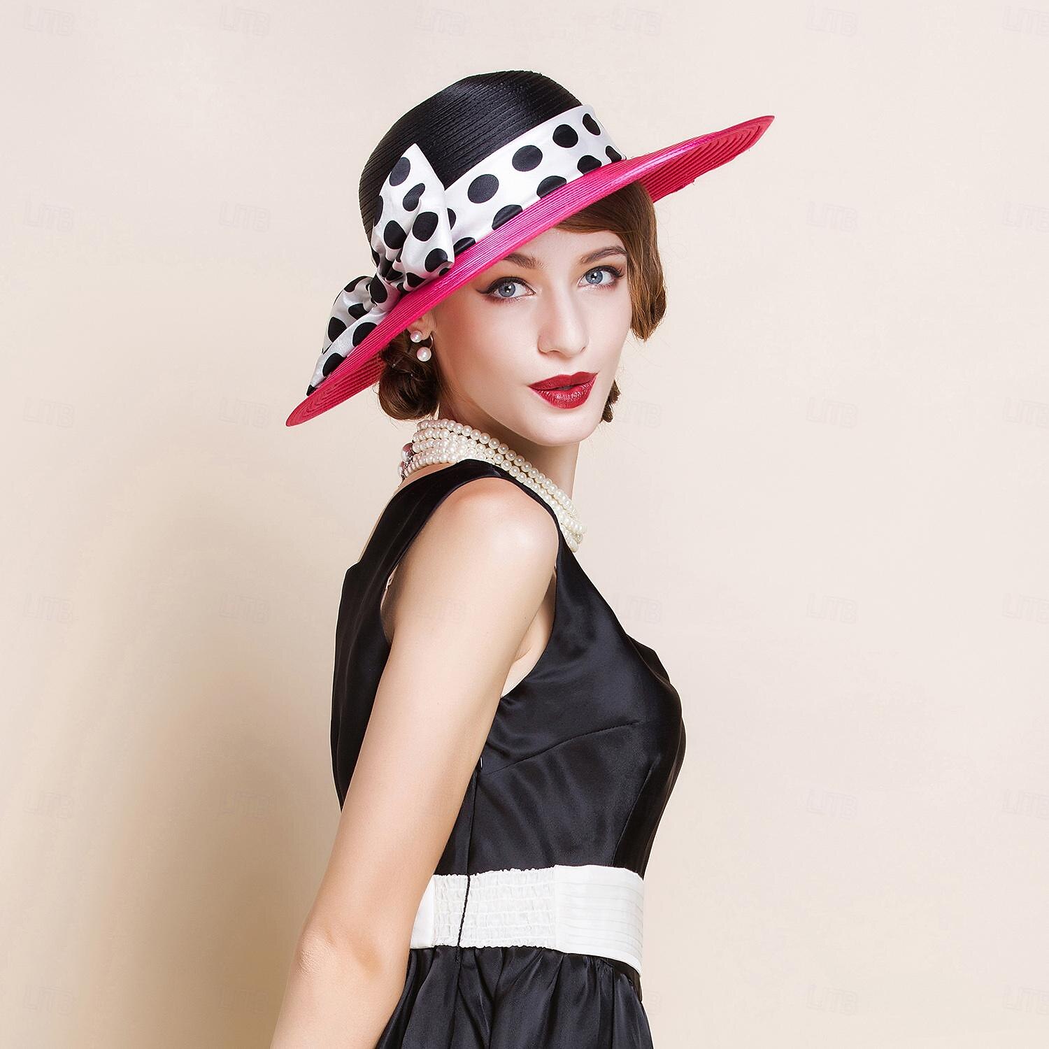 Cappelli Fibra Bombetta / Cappello a cloche Cappello a secchiello Cappello di paglia Matrimonio Tè Elegante Matrimonio Con Fiocco Pois Copricapo Copricapo del 2025 a $49.99 –P6