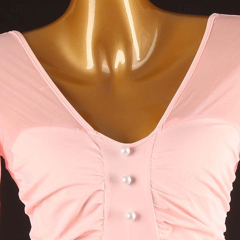 Ballroom Dance Dress Pure Color Women's Girls' Performance Training Long Sleeve High Chiffon Chinlon Tulle 2026 - $174.99 –P5