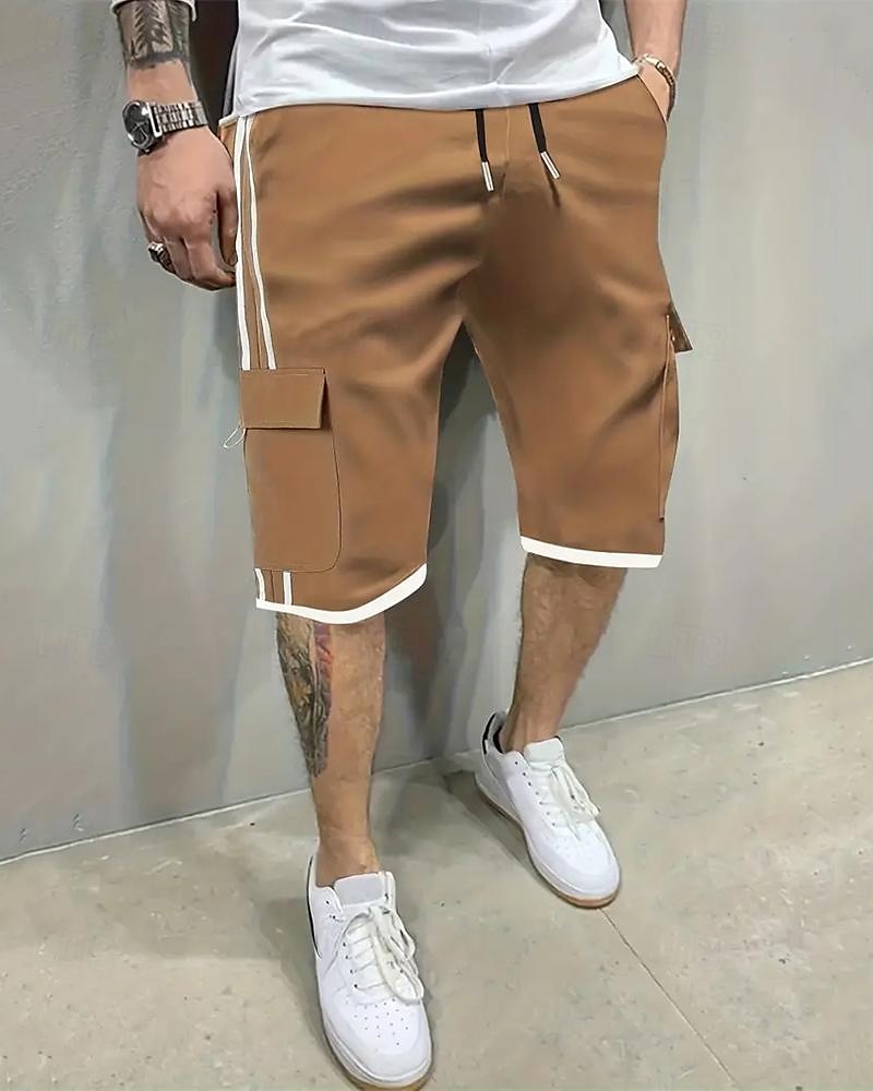 Homens Bermuda Cargo Calção Com Cordão Cintura elástica Bolso multi Bloco de cor Vestível Curto Ao ar livre Diário Para Noite Moda Clássico Preto Cáqui de 2025 por $27.99 –P1