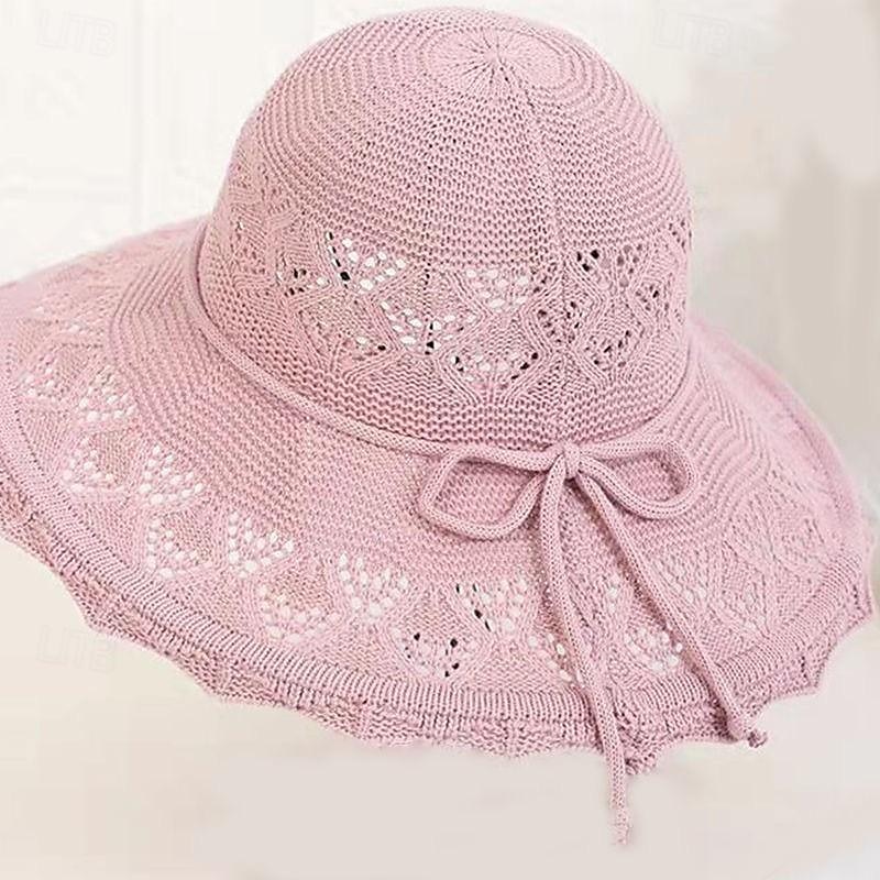 Sombrero de paja de ala ancha para mujer, sombrero de playa flexible con lazo, sombrero de verano con protección UV, visera plegable para viajes al aire libre 2025 - $9.49 –P4