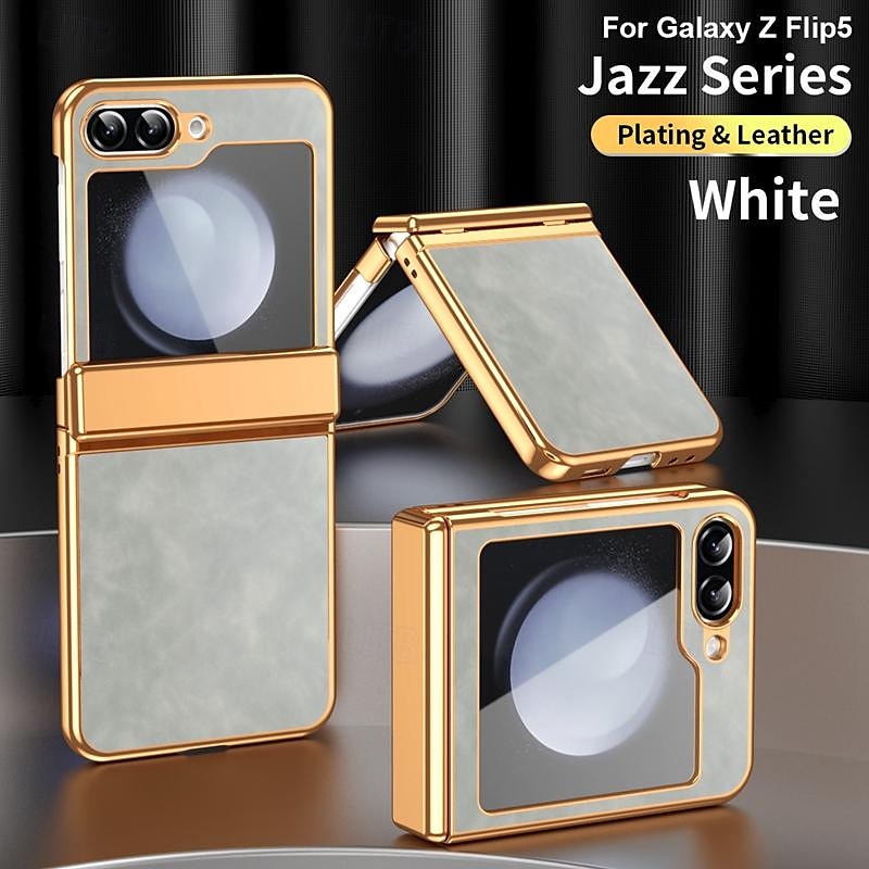 Phone Case For Samsung Galaxy Z Flip 6 Z Flip 5 Z Flip 4 Z Flip 3 Flip Cover Shockproof Retro Plating PC PU Leather 2025 - $23.99 –P11