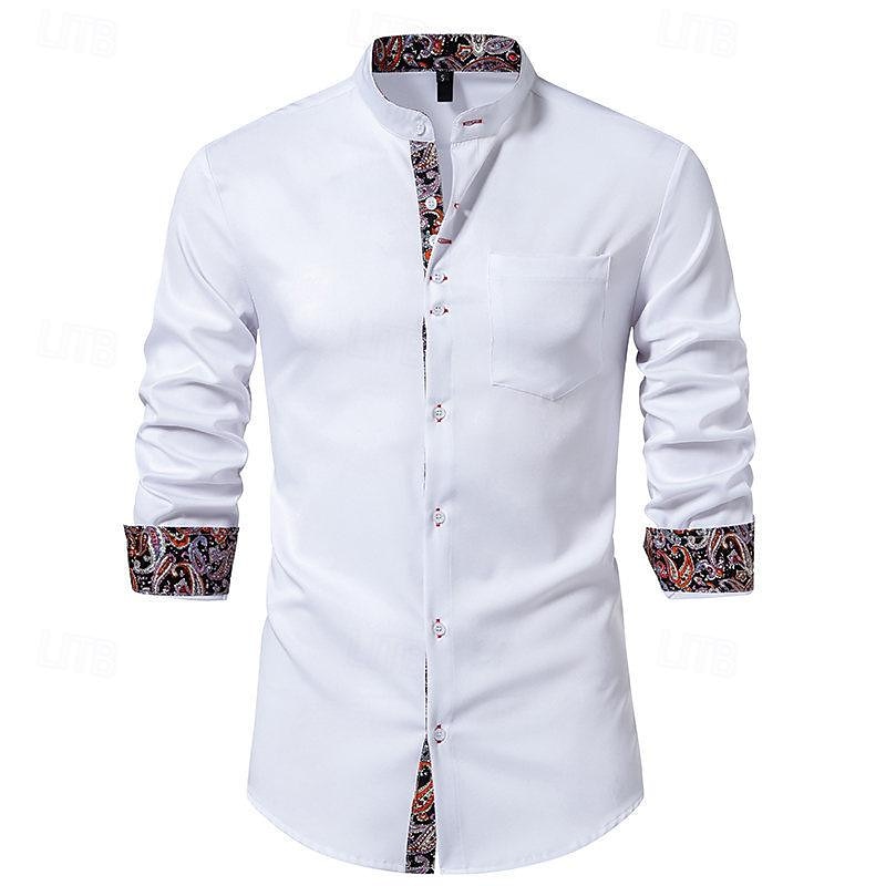 Per uomo Camicia Camicia con colletto cinese Camicia con colletto alla coreana Camicia Estiva Camicia casual Camicia da Spiaggia Nero Bianco Vino Manica Lunga Paisley Blocco di colori Colletto alla del 2026 a $36.99 –P8