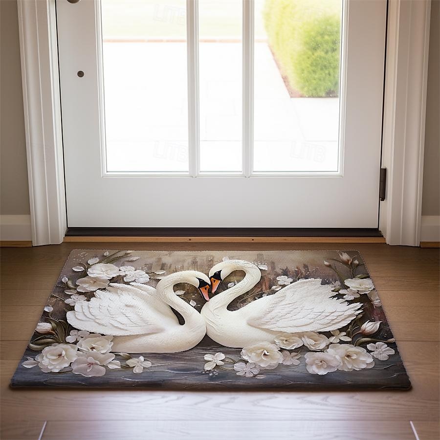 Schwanenblumen Fußmatte Küchenmatte Bodenmatte rutschfester Bereich Teppich Ölfester Teppich Indoor Outdoor Matte Schlafzimmer Dekor Badezimmermatte Eingangsbereich Teppich 2025 - $15.49 –P15