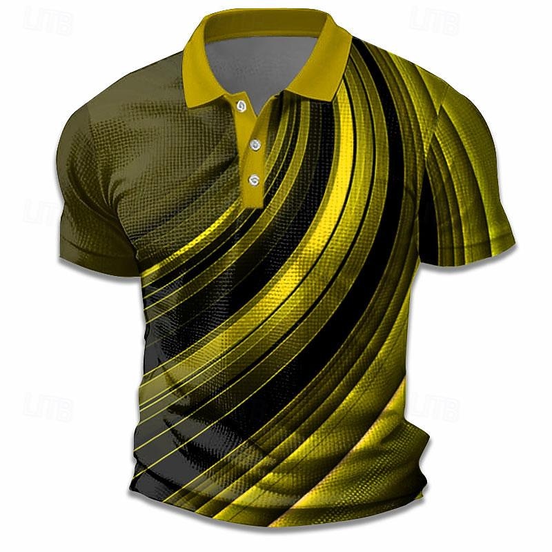 رجالي هندسي قميص الجولف كم قصير قمصان البولو قميص بياقة عمل يومي ملابس العطلة الملابس الرسمية ملابس المهرجانات Buttons طباعة ثلاثية الأبعاد الصيف الربيع أصفر أزرق أخضر 2025 - €22.99 –P5