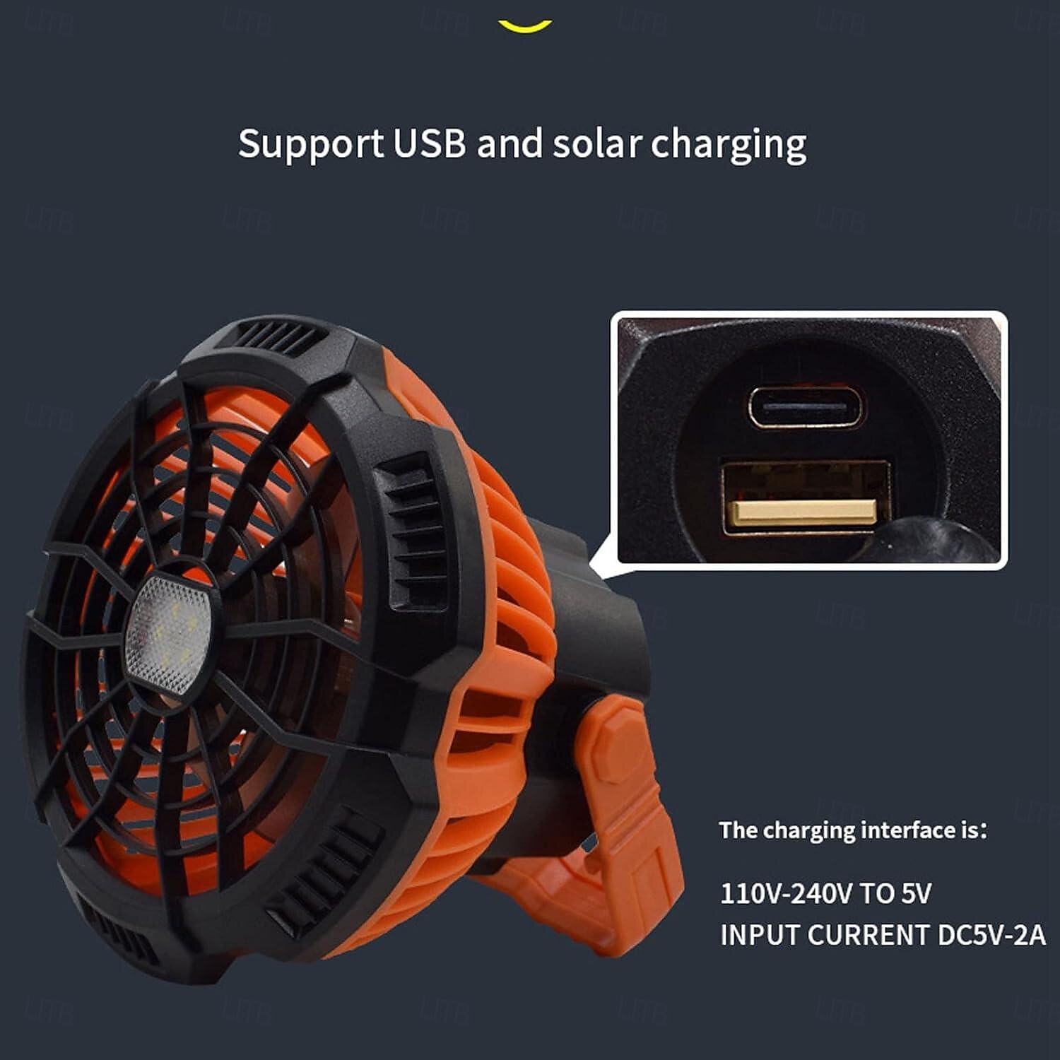 Battery Operated Fan with Light for Camping Tent & Hammock, 2 in 1 Remote USB Rechargeable Small Desk Fan With LED Lighting & Hanging Hook for Outdoor Camping, Office 2025 - $45.99 –P5