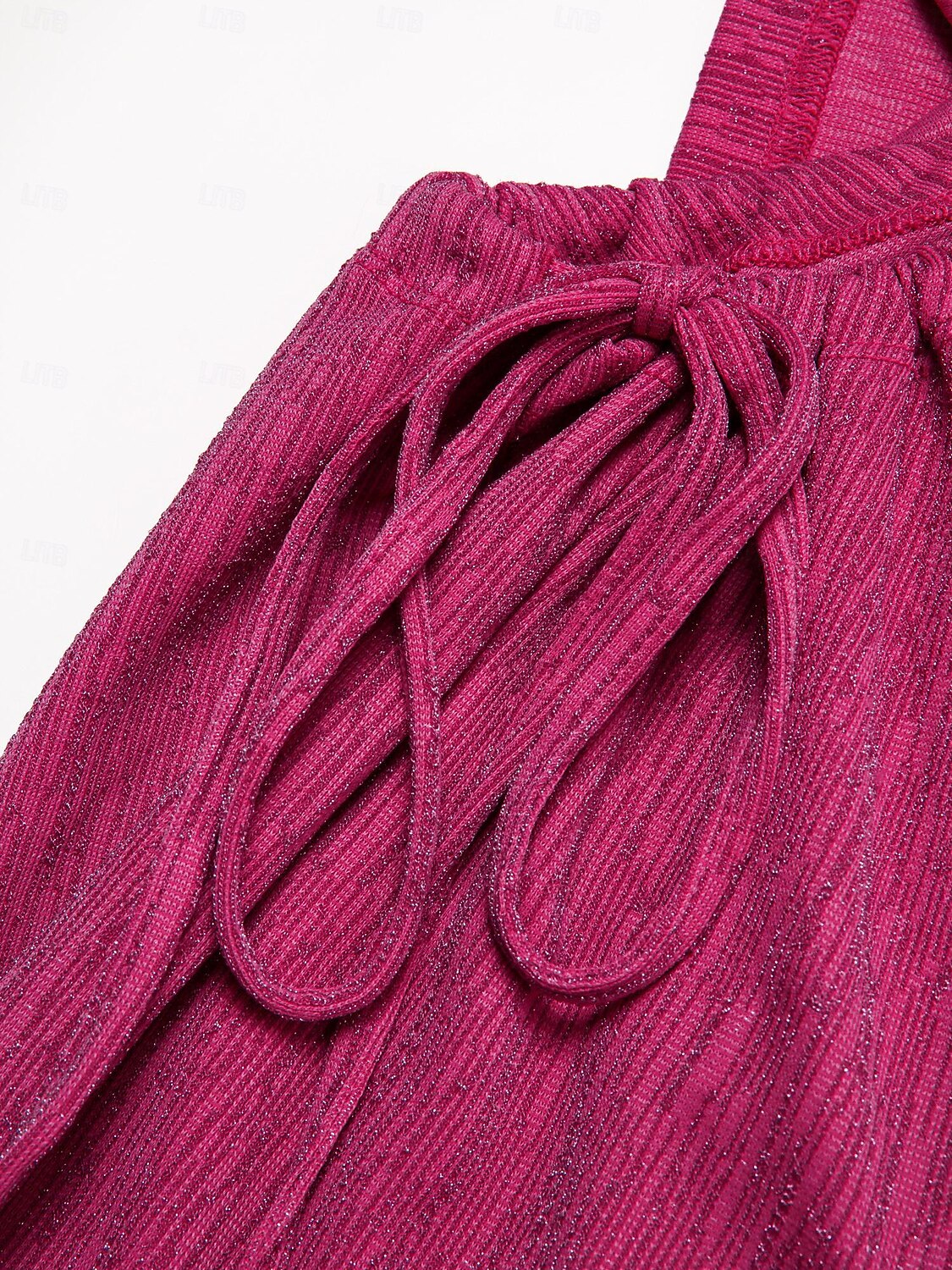 Pink Ruffle Diagonal Neck Drawstring Knit Party/Wedding Guest Maxi ...