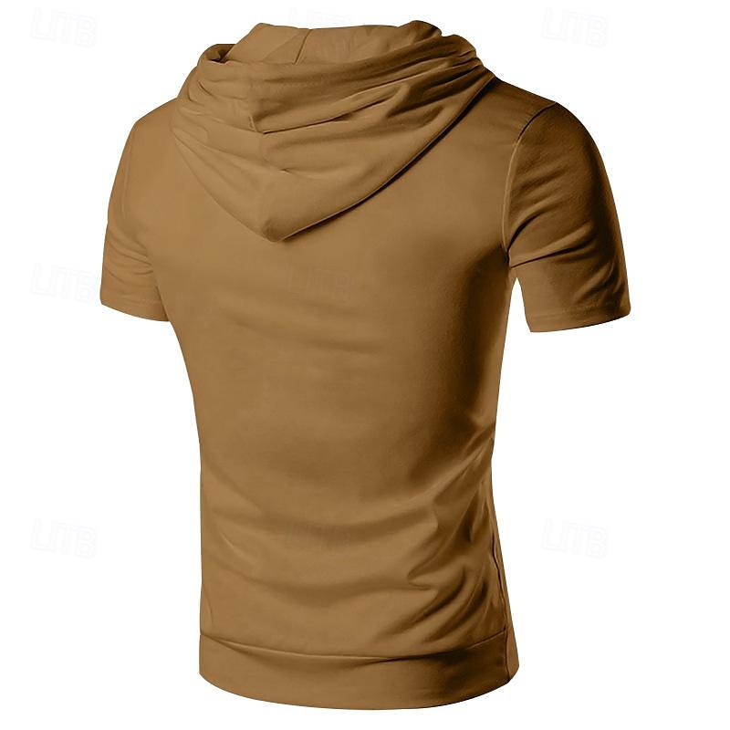 Per uomo Maglietta Camicia a Maniche Corte Manica Corta Con Cappuccio Primavera & Estate Semplice Moda Designer Essenziale Tasca Frontale Vacanza Streetwear Uscire Nero Bianco Grigio scuro Maglietta del 2025 a $23.99 –P8