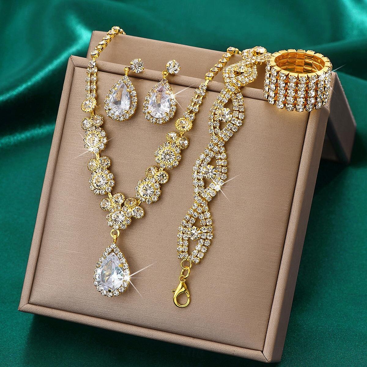 Schmuckset 5 Stück Strass Aleación Haken Ohrringe Halsketten Armbänder Damen Elegant Modisch Zierlich Geometrisch Geometrische Form Schmuck-Set Für Hochzeit Party Jahrestag 2025 - $21.99 –P3
