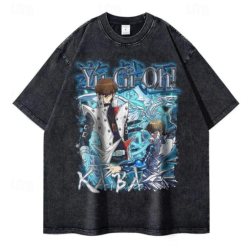 Yu-Gi-Oh! Póló Túlméretes savval mosott póló Nyomtatott Grafikus Kompatibilitás Páros Férfi Női Felnőttek Mindszentek napja Farsang Álarcos mulatság Forró bélyegzés Utca Alkalmi / Napi 2025 - $26.99 –P7