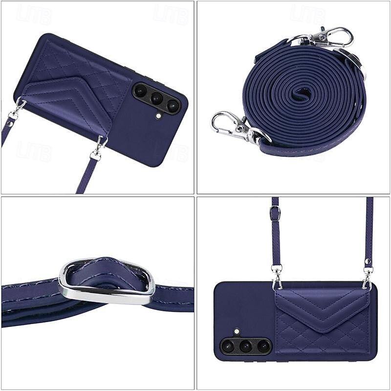 telefon fodral Till Samsung Galaxy S24 S23 S22 S21 Ultra Plus A55 A35 A25 A15 5G A54 A34 A14 A53 A33 A23 A13 S25 Ultra Skal med stativ med snodd Kortplats Kontor / företag TPU PU läder 2025 - $19.99 –P4