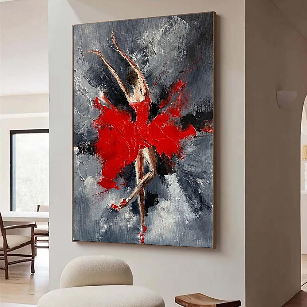 pictură în ulei pictată manual dreptunghi artă perete dansatoare abstractă pictură pe pânză decorarea casei decor cadru întins gata de agățat 2025 - $131.99 –P7