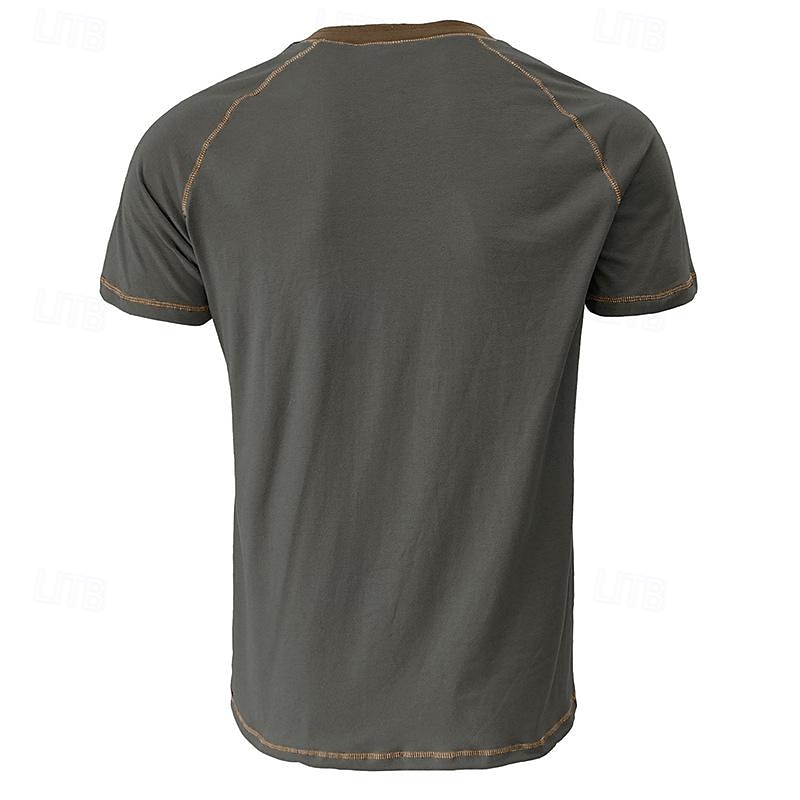 Pánské Tričko Henley Tričko Top Tričko ze směsi bavlny Krátký rukáv Barevné bloky Bez vzoru Retro Módní Designové Základní Kontrastní krajka Klínové rukávy Henley ulice Ležérní Běžné / Denní Léto 2025 - $19.99 –P4