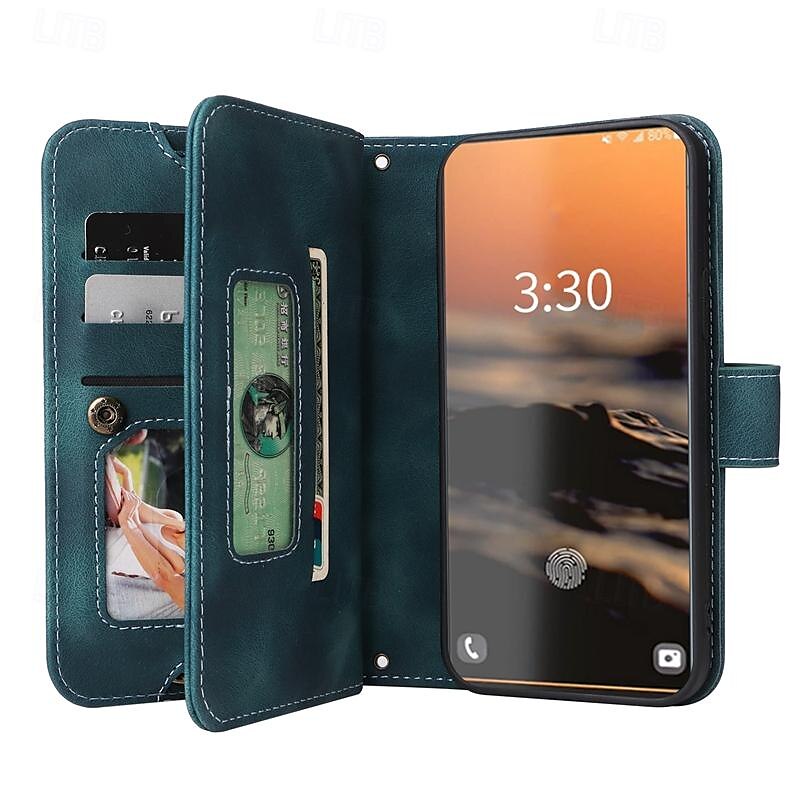 Phone Case For Samsung Galaxy S23 S22 S21 S20 Ultra Plus FE A73 A53 A33 A23 A13 Note 20 Ultra 10 Plus Wallet Case Zipper Full Body Protective with Wrist Strap Retro TPU PU Leather 2025 - $24.99 –P8