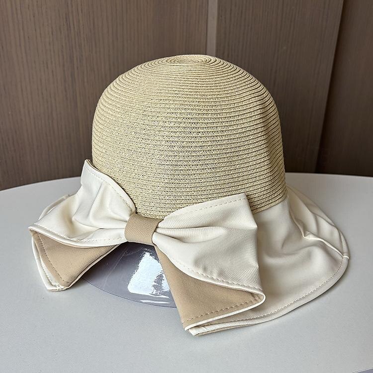 Klobouky Doplňky do vlasů akryl / bavlna Sláma Kbelík Slamák Sluneční klobouk Ležérní Dovolená Elegantní retro S Mašle Čistá Barva Přílba Pokrývky Hlavy 2025 - $23.99 –P4
