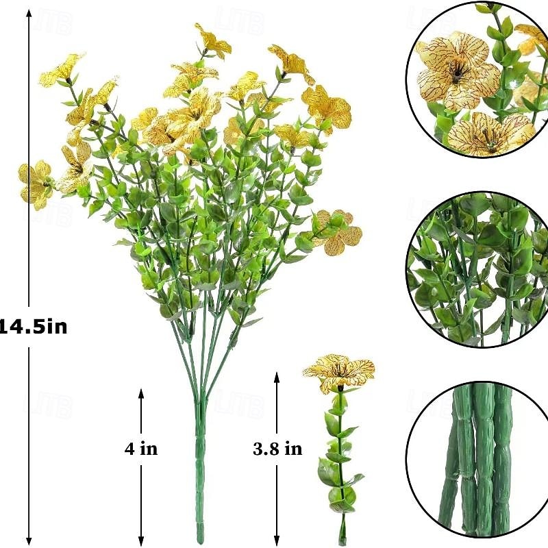 2025年 10 枝の屋外用造花、7 本の茎のユーカリ、紫のスミレ、装飾センターピースやフラワーアレンジメント用のリアルな花束  コレクション – $21.99 –P5