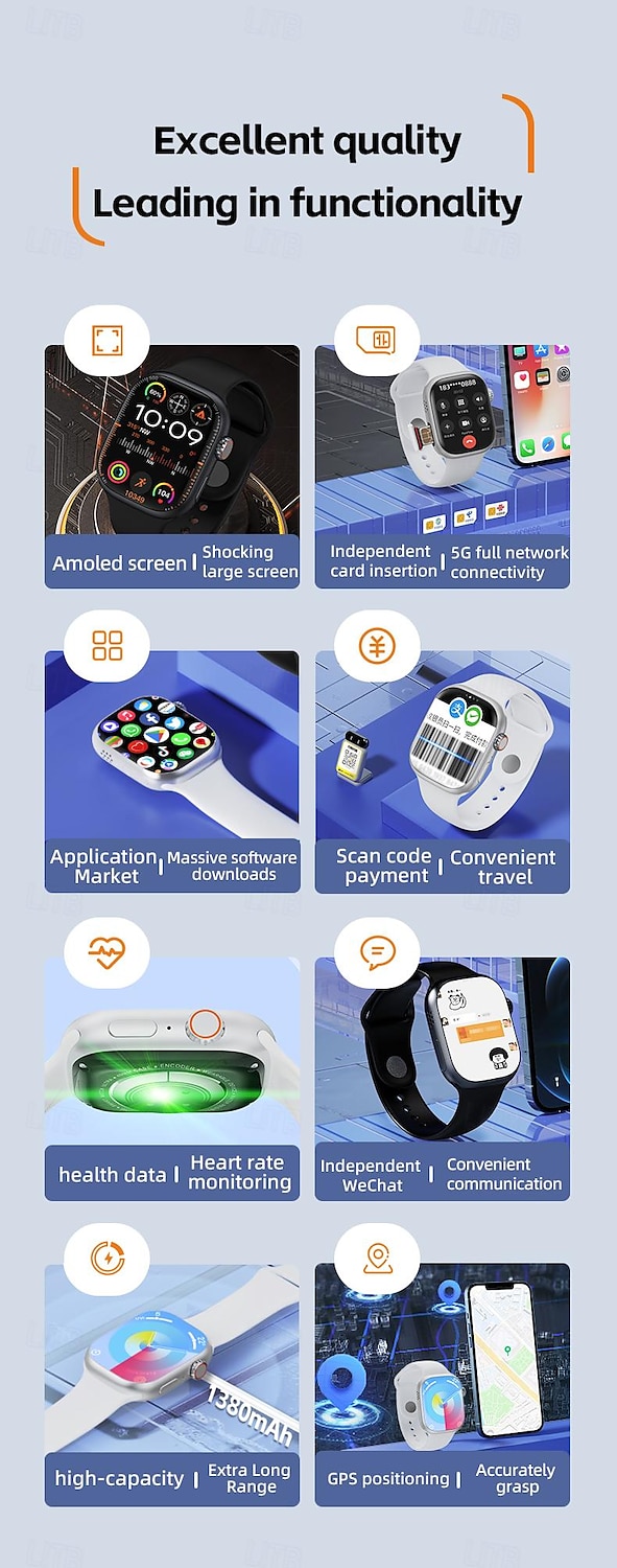 iMosi S9 Smart Watch 2.06 inch 4G LTE Cellular Smartwatch Phone 4G Pedometer Call Reminder Heart Rate Monitor Women Men GPS Hands-Free Calls Waterproof IP 67 41mm Watch Case 2025 - $108.99 –P2