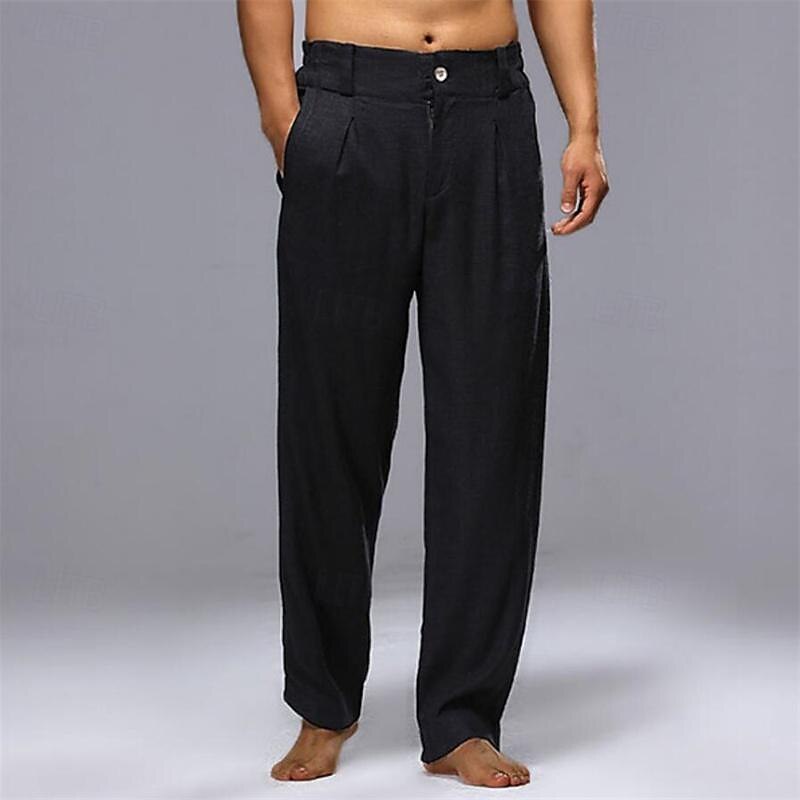 Férfi Vászon nadrág Nadrág Nyári nadrág Strand nadrág Zseb Zsinór Rugalmas derék Sima Mokaszinok Légáteresztő Napi Szabadság Vakáció Hawaii Boho Fekete Fehér 2025 - $26.99 –P8