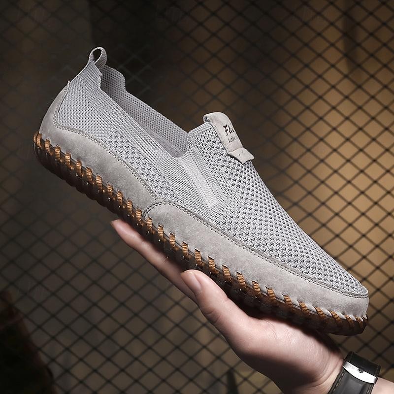 Per uomo Mocassini e Slip-Ons Scarpe fatte a mano Footing Informale Giornaliero PU Traspirante Comodo Beige / Bianco Grigio Estate Autunno del 2025 a $49.99 -P2