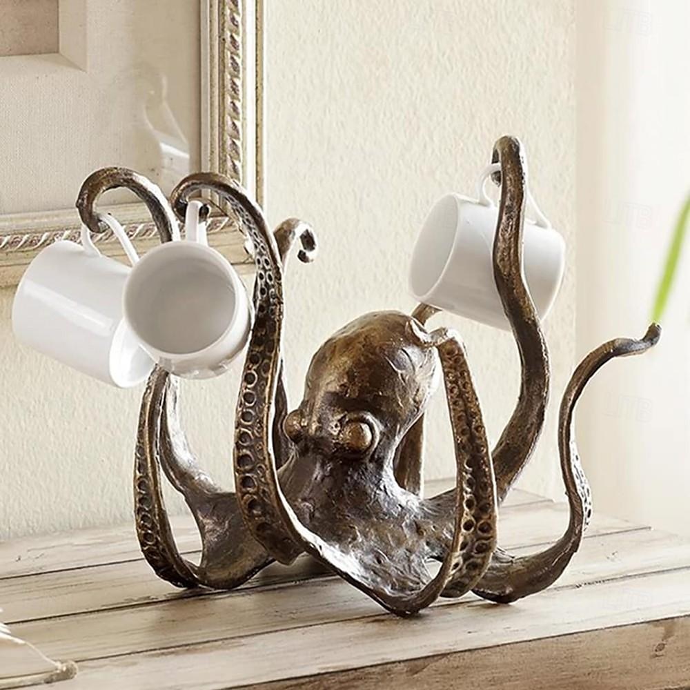 Unique Octopus Coffee Cup Holder - Vintage Style Resin Octopus Tabletop Sculpture, Durable and Eye-catching Decor for Kitchen and Dining Room 2025 - $50.99 –P10