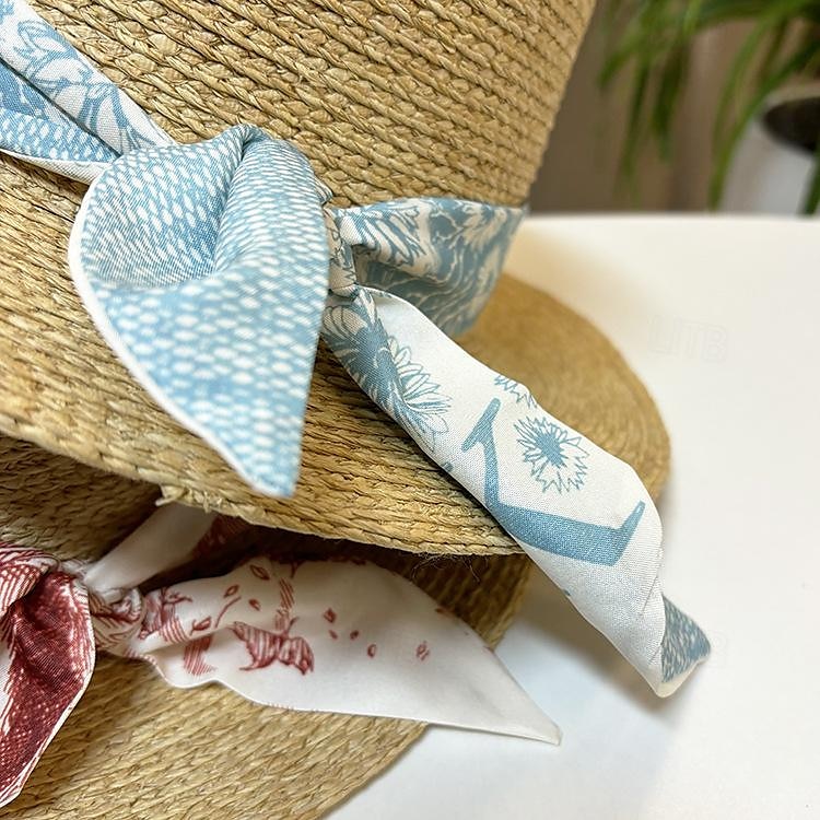 fascinators berretto Copricapo Acrilico / cotone Paglia Cappello di paglia Cappello da sole Per eventi Spiaggia Elegante Semplice Con Nastri Colore Puro Copricapo Copricapo del 2025 a $26.99 –P1