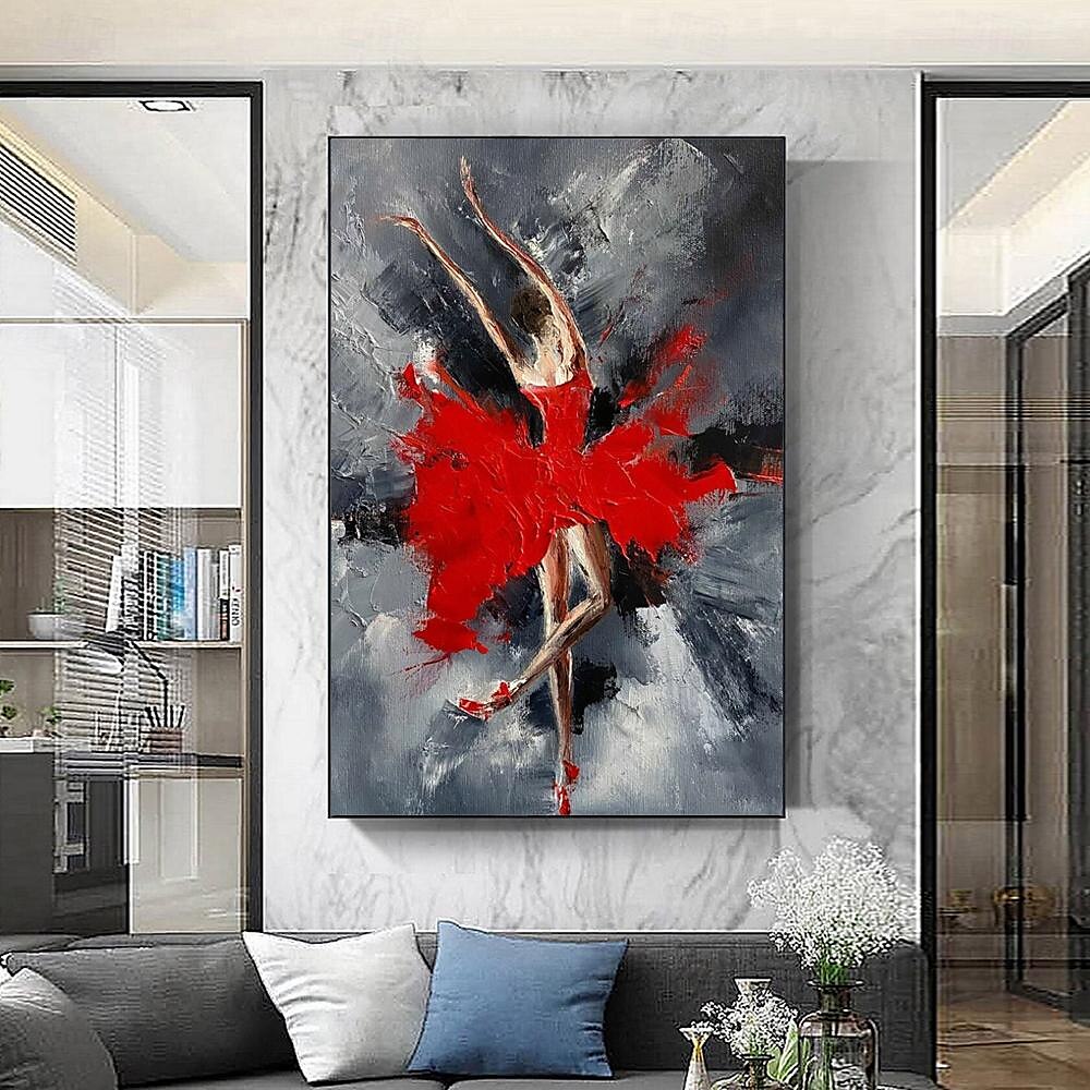 pictură în ulei pictată manual dreptunghi artă perete dansatoare abstractă pictură pe pânză decorarea casei decor cadru întins gata de agățat 2025 - $131.99 –P2
