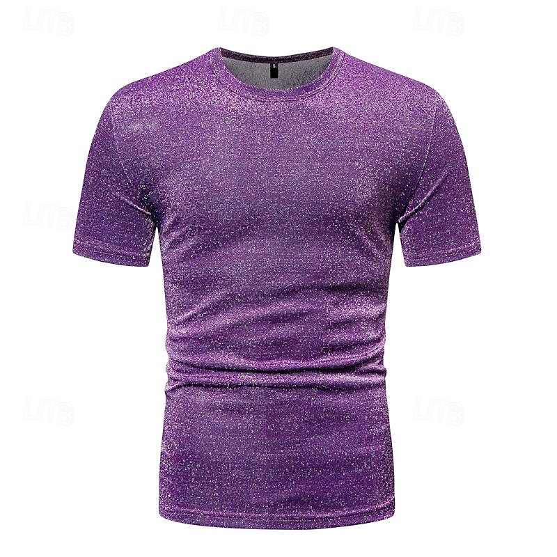 Retro Vintage 1980s Shiny Metallic T-shirt Disco Men's Halloween Carnival Masquerade Performance Club Pride Parade Adults' T-shirt Spring & Summer 2025 - $20.99 –P5