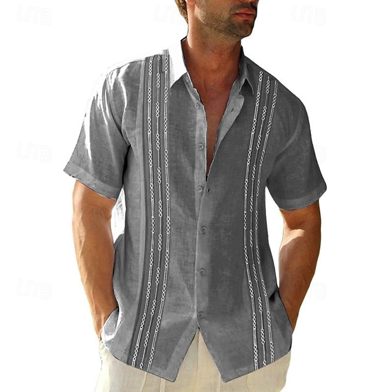 Per uomo Camicia Camicia Estiva Camicia casual Camicia da Spiaggia Camicia con Bottoni Nero Blu Verde militare Blu scuro Grigio Manica Corta Semplice Collo ripiegato Vacanza Camicia hawaiana del 2025 a $21.99 –P3