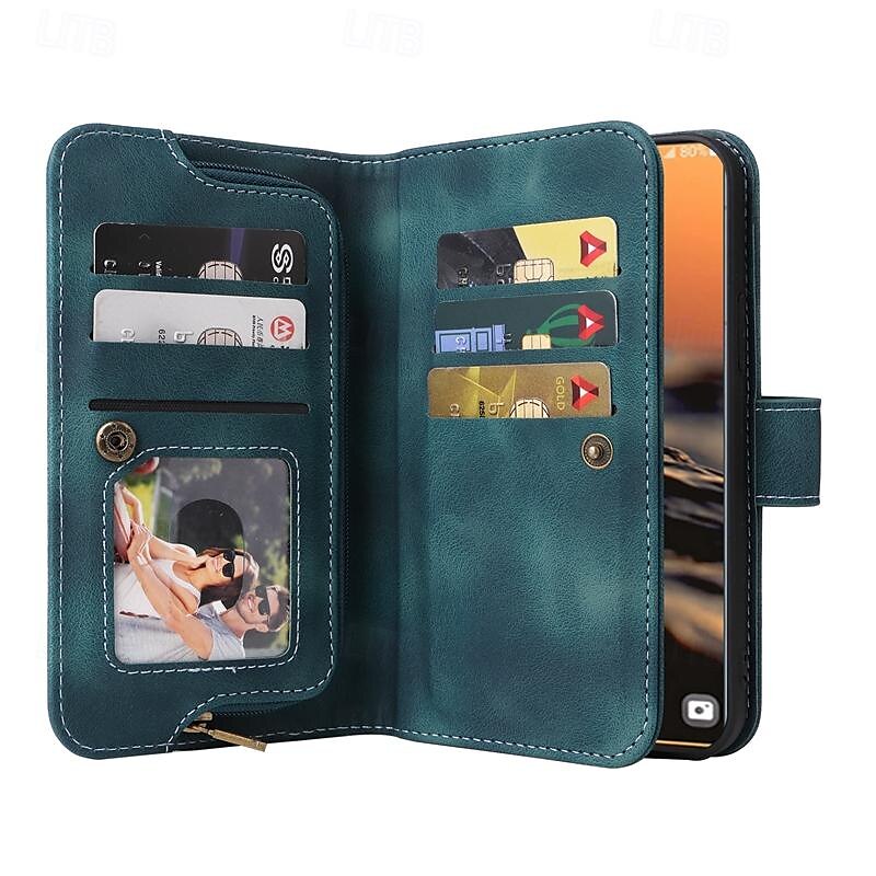 Phone Case For Samsung Galaxy S23 S22 S21 S20 Ultra Plus FE A73 A53 A33 A23 A13 Note 20 Ultra 10 Plus Wallet Case Zipper Full Body Protective with Wrist Strap Retro TPU PU Leather 2025 - $24.99 –P7