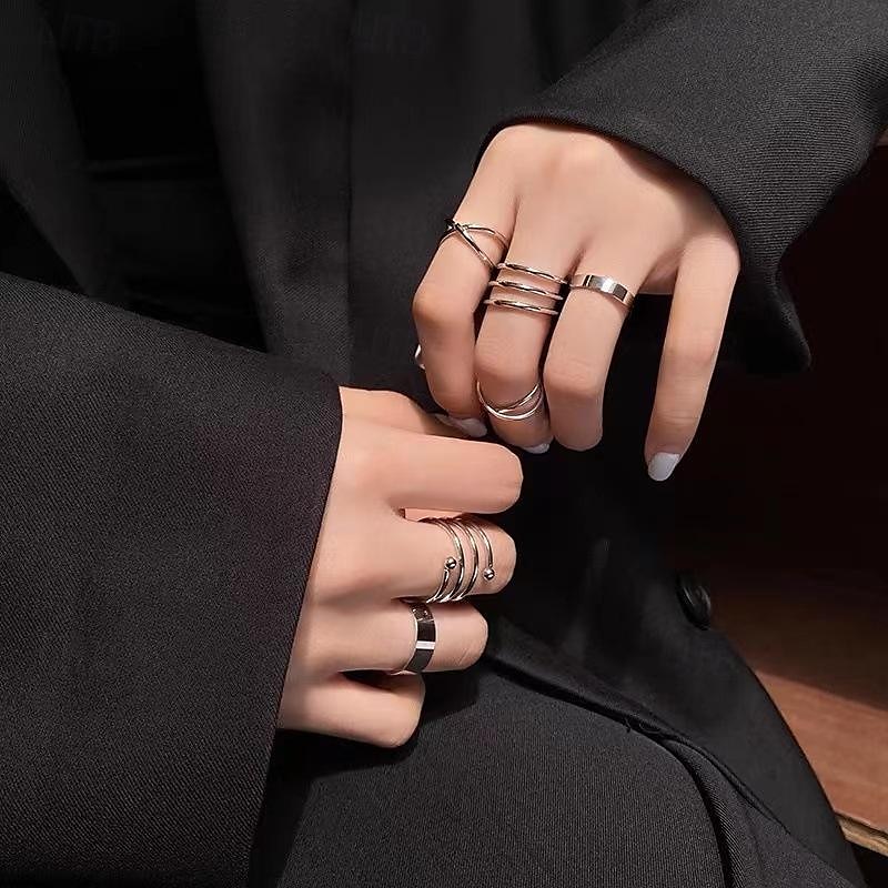 Ensemble d'anneaux Bagues For Femme Mariage Soirée Cadeau Alliage Le style rétro de 2025 ? $2.49 –P1