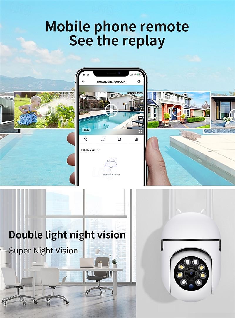 2025年 A7 IPカメラ 1080P HD PTZ バルブ WIFI ナイトビジョン 屋内 サポート コレクション – $23.99 –P2