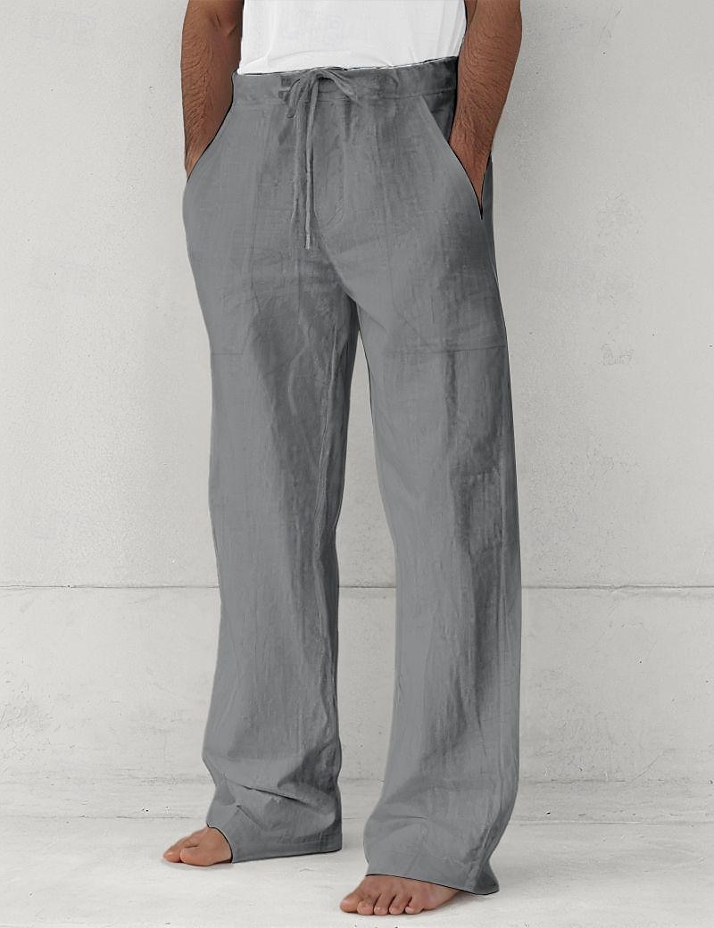 Herr Långbyxor Casual byxor Sommarbyxor Säckiga byxor Strandbyxor Snörning Framficka Rakt ben Slät Komfort Mjuk Fullängd Strand Yoga Helgdag Mode Hawaiisk Svart Vit 2026 - $25.99 –P15