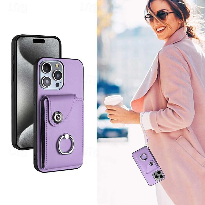 Phone Case For iPhone 16 iPhone 15 Pro Max Plus iPhone 14 13 12 11 Pro Max Plus Mini SE Back Cover with Stand Holder with Wrist Strap Card Slot Retro TPU PU Leather 2025 - $18.99 –P9
