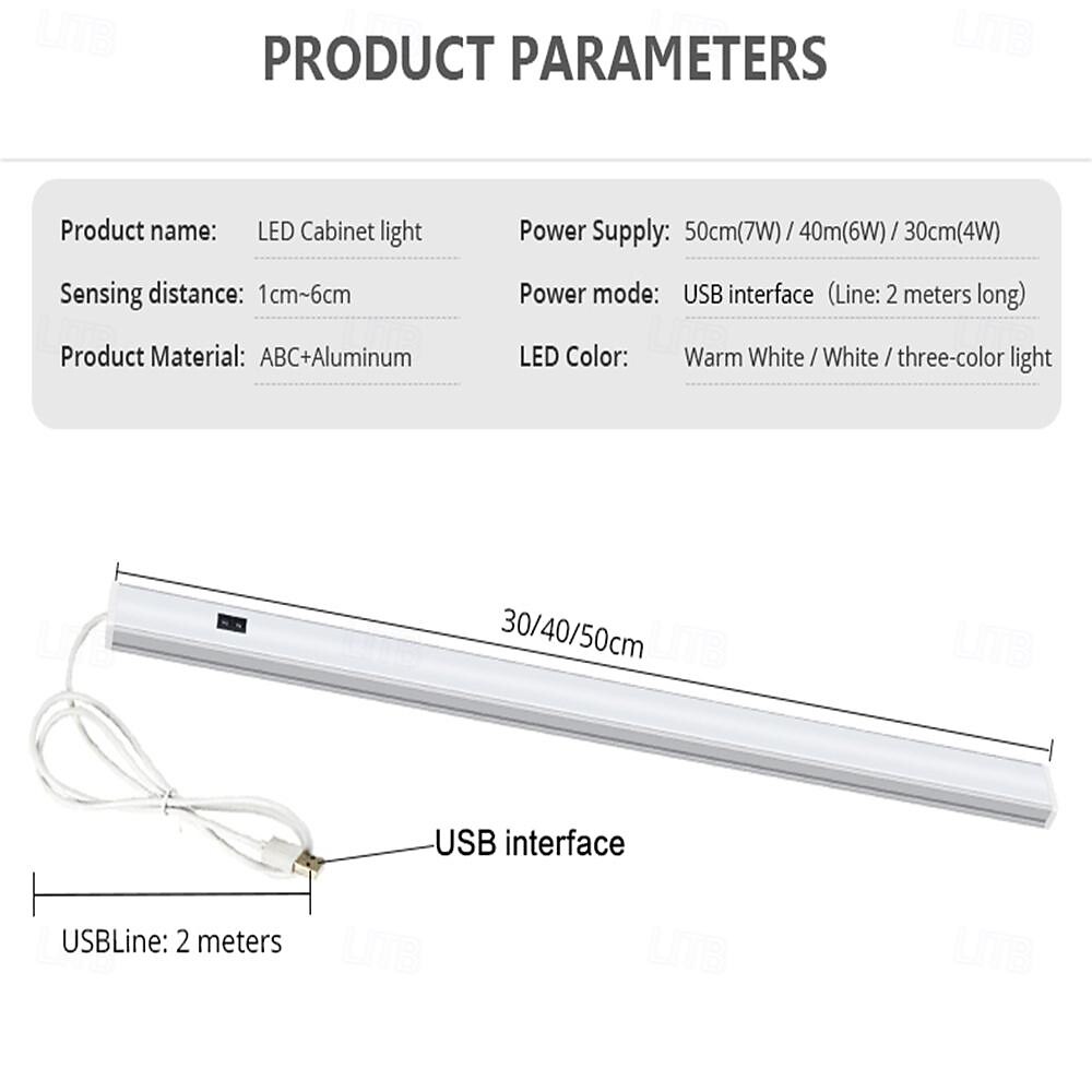 LED Smart Cabinet Light USB Sensor Under Cabinet Lights Tri-Color Temps Warm White/White/Three Colour Adjustable for Kitchens Stairs and Vanities Magnetic Rechargeable Light 1pc 2025 - $11.49 –P3