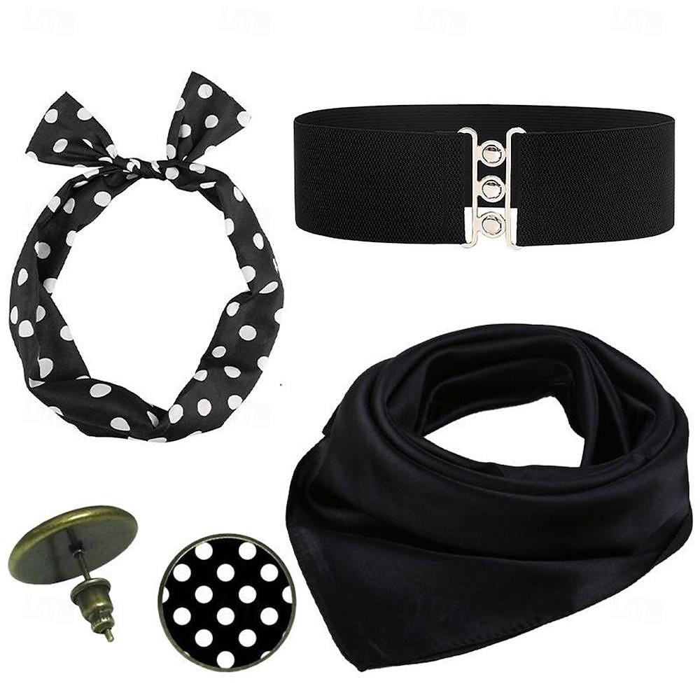 50er Jahre Zubehör Set Retro Vintage 1950er Damen Kostüm Zubehör Kit Roter Taillengürtel Polka Dot Bandana Krawatte Haarband Ohrringe Schal 1950er Jahre Grease Outfits Party Dekor 2026 - $17.99 –P7