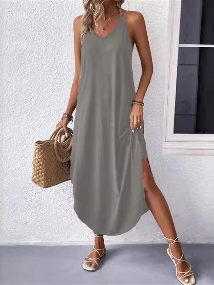 Pentru femei Rochie Maxi Rochie neagra Rochie casual Rochie de Cocktail Rochie formala Șic Stradă Maxi Casual Vacanță Stradă Concediu Fit regulat Fără manșon Cu Bretele Negru Roșu Vin Bleumarin Verde 2026 - $28.99 –P10