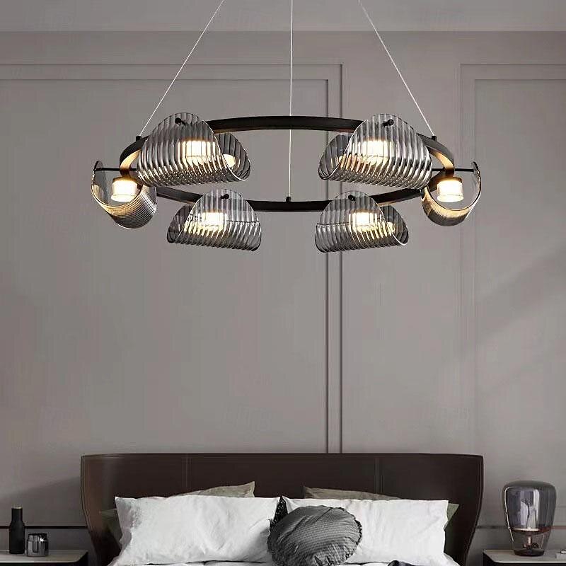 Kronleuchter Deckenleuchte Pendelleuchte 5/6-flammig 75/132cm Metall Glas Wasserkräuselung postmodernes Licht Luxus Restaurant Schlafzimmer Arbeitszimmer Wohnzimmer 85-265V 2025 - $584.69 –P7