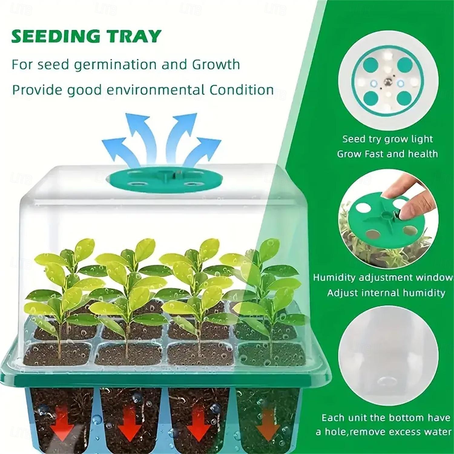 LED Glow Lights Plants Seed Starter Trays with 12 Holes Per Tray Nursery Pots Lamp USB Powered Full Spectrum LED Growing Lights for Indoor Plant Seedling Flowers Greenhouse Trays 2025 - $34.99 –P7