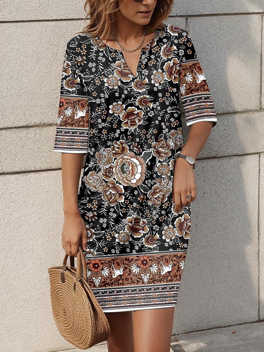 Női Mini Ruha Hétköznapi Ruha Kisméretű Ruha Pólóruha Tee Ruha Átmeneti Ruha Elegáns Stílusos Üdülés Munka Hétköznapi Regular Fit Grafika Fél Ujjú V Nyakú Narancs Nyári 2025 - $26.99 –P1