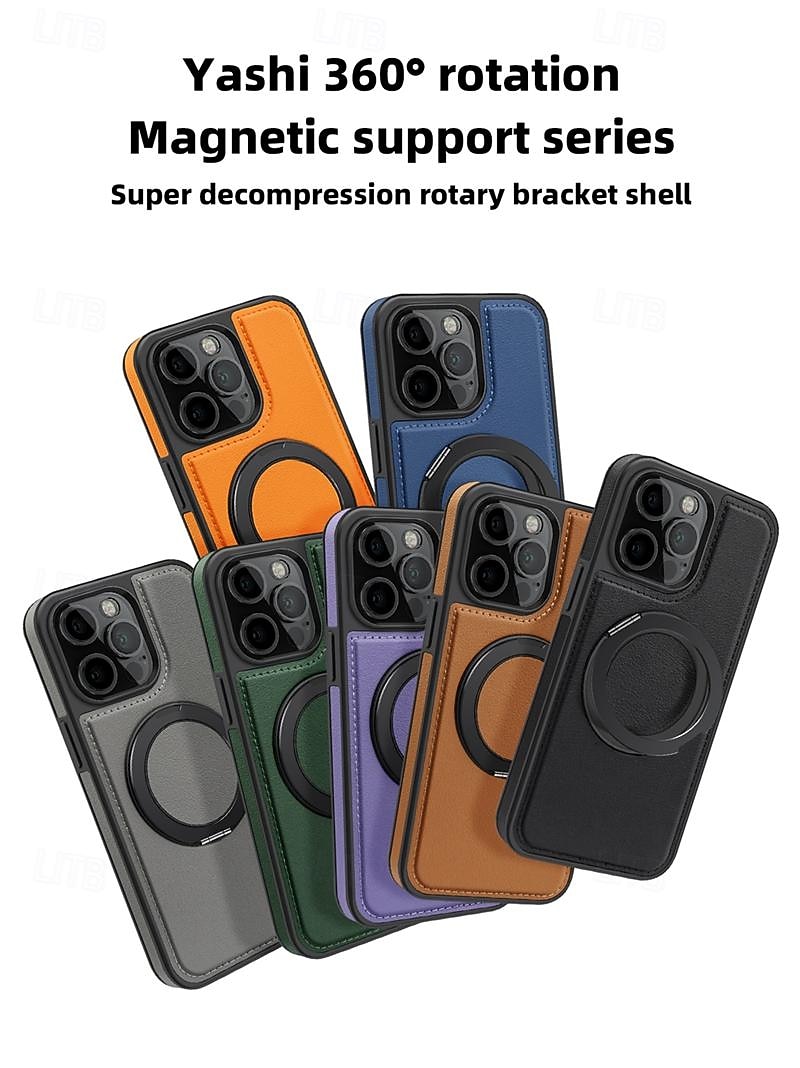 телефон Кейс для Назначение iPhone 17 Pro Max 17 Air i16 15 14 Pro Max Plus 13 12 11 Pro Max Кейс на заднюю панель со стендом Поддержка беспроводной зарядки Защита от удара Ретро ТПУ Кожа PU 2025 - $18.99 –P4