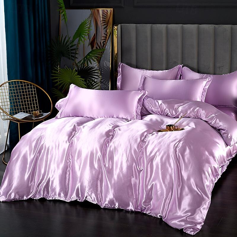 Set copripiumino rinfrescante 3 pezzi lenzuolo rinfrescante set biancheria da letto in raso di seta di lusso con più colori set copripiumino morbido tinta unita 1 copripiumino 2 federe del 2025 a $37.99 –P9