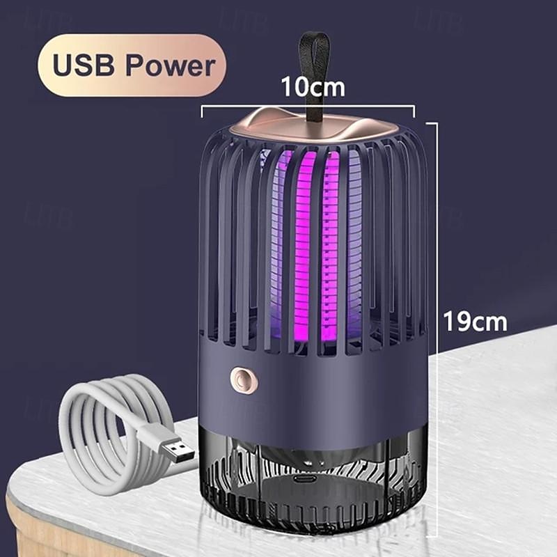 Бесшумная лампа-убийца комаров – USB перезаряжаемая электрическая ловушка для мух свободная от радиации для использования в спальне и на улице 2025 - $20.99 –P13