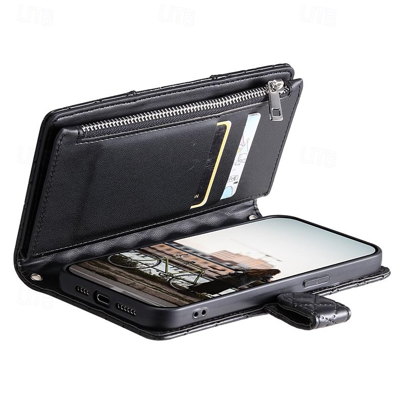 телефон Кейс для Назначение SSamsung Galaxy S24 S23 S22 S21 S20 Ultra Plus FE A54 A34 A14 S25 Ультра Кошелек для карт Молния с ремешком на запястье Откидная подножка Геометрический рисунок ТПУ Кожа PU 2025 - $22.99 –P2