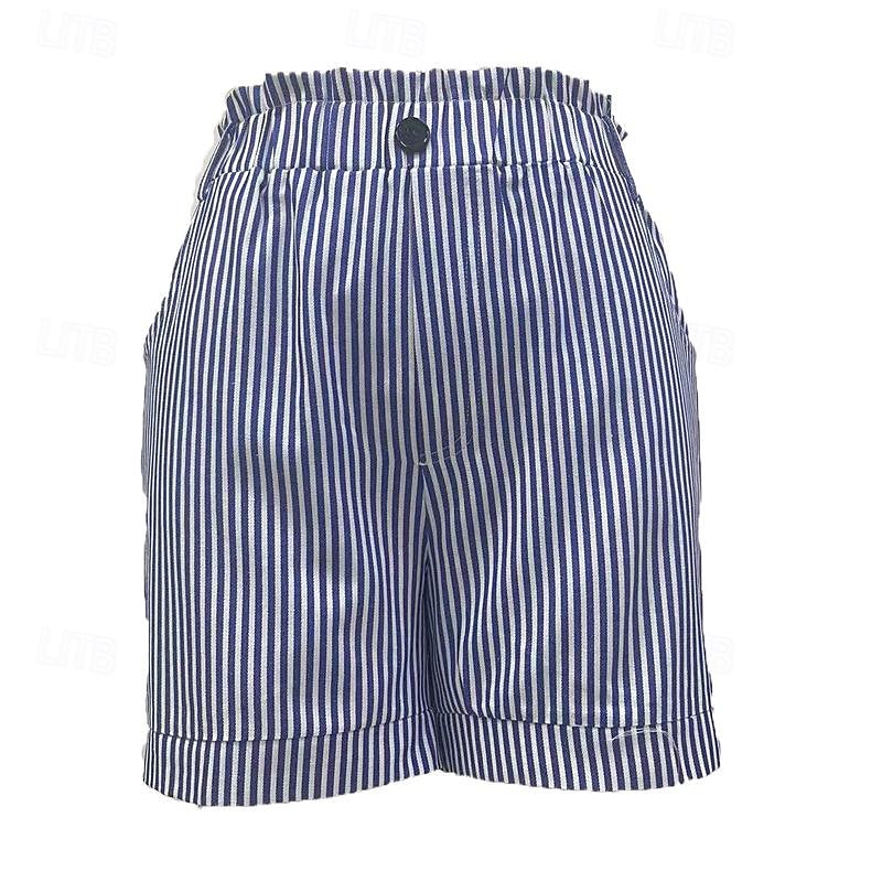 Dame Shorts Fritid hverdag Kort Stripet Sidelommer Pusteevne Bekvem Mikroelastisk Helg Svart Rød Blå Sommer Normal 2025 - $8.49 –P4
