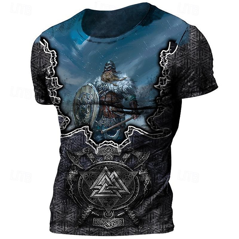 Viking Tattoo T-shirt Print 3D Graphic For Men's Adults' Carnival Masquerade 3D Print Casual Daily 2025 - $17.99 –P1