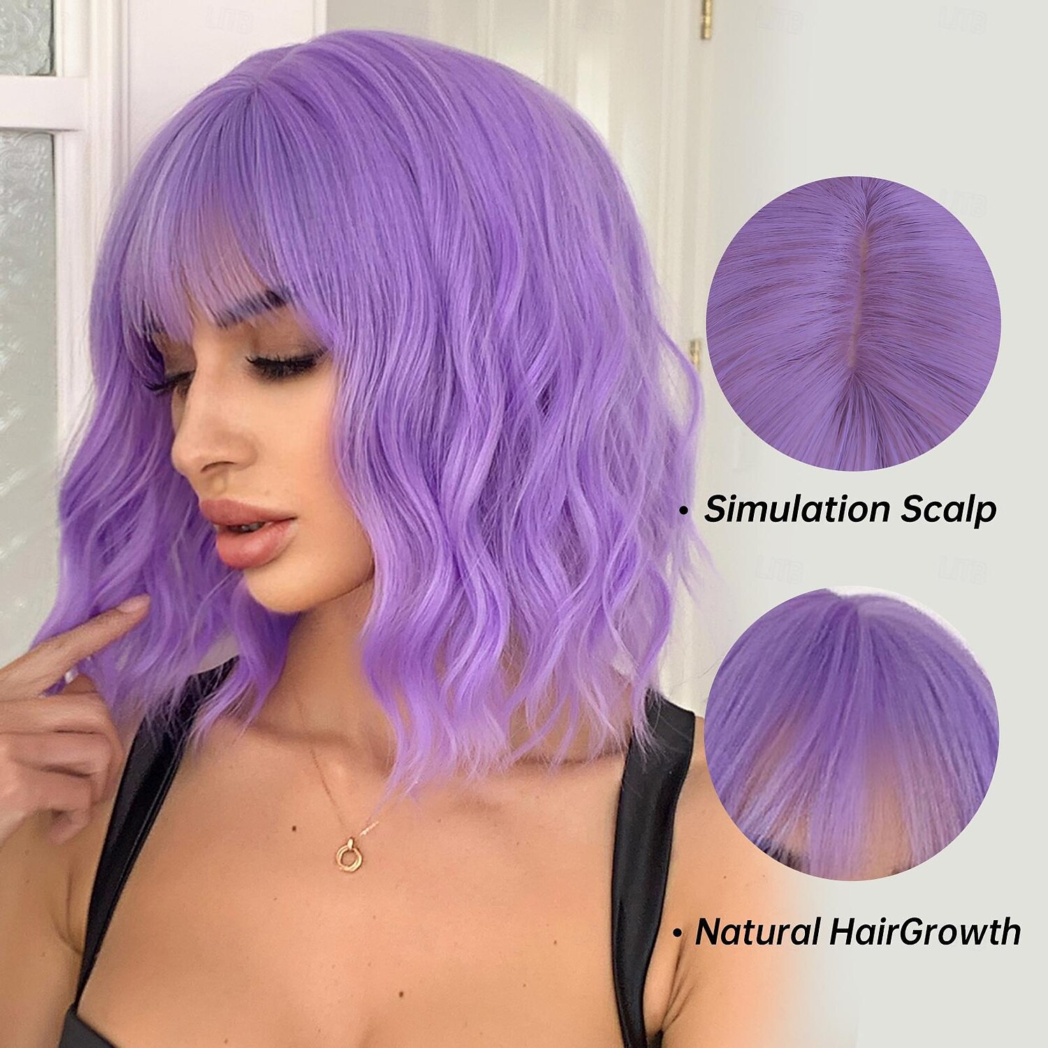 Synthetic Wig Uniforms Career Costumes Princess Curly Wavy Middle Part Layered Haircut Machine Made Wig 14 inch Bright Purple Synthetic Hair Women's Cosplay Party Fashion Purple 2025 - $19.49 –P2