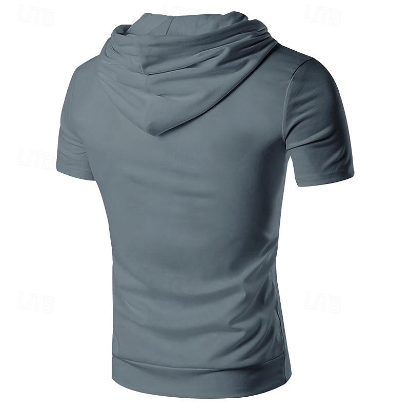Per uomo Maglietta Camicia a Maniche Corte Manica Corta Con Cappuccio Primavera & Estate Semplice Moda Designer Essenziale Tasca Frontale Vacanza Streetwear Uscire Nero Bianco Grigio scuro Maglietta del 2025 a $23.99 –P6