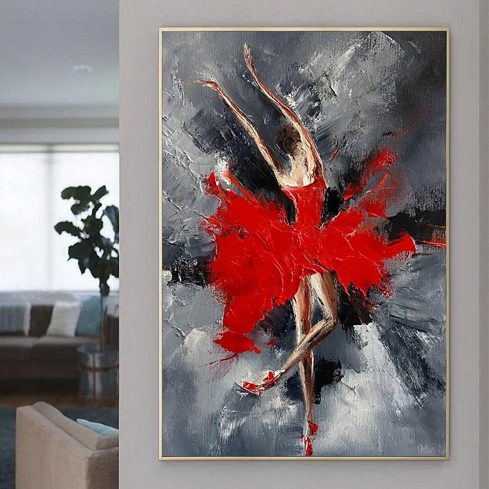 pictură în ulei pictată manual dreptunghi artă perete dansatoare abstractă pictură pe pânză decorarea casei decor cadru întins gata de agățat 2025 - $131.99 –P9