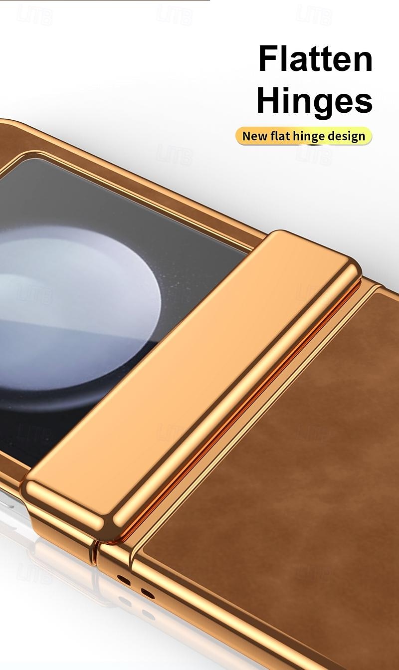 Phone Case For Samsung Galaxy Z Flip 6 Z Flip 5 Z Flip 4 Z Flip 3 Flip Cover Shockproof Retro Plating PC PU Leather 2025 - $23.99 –P6