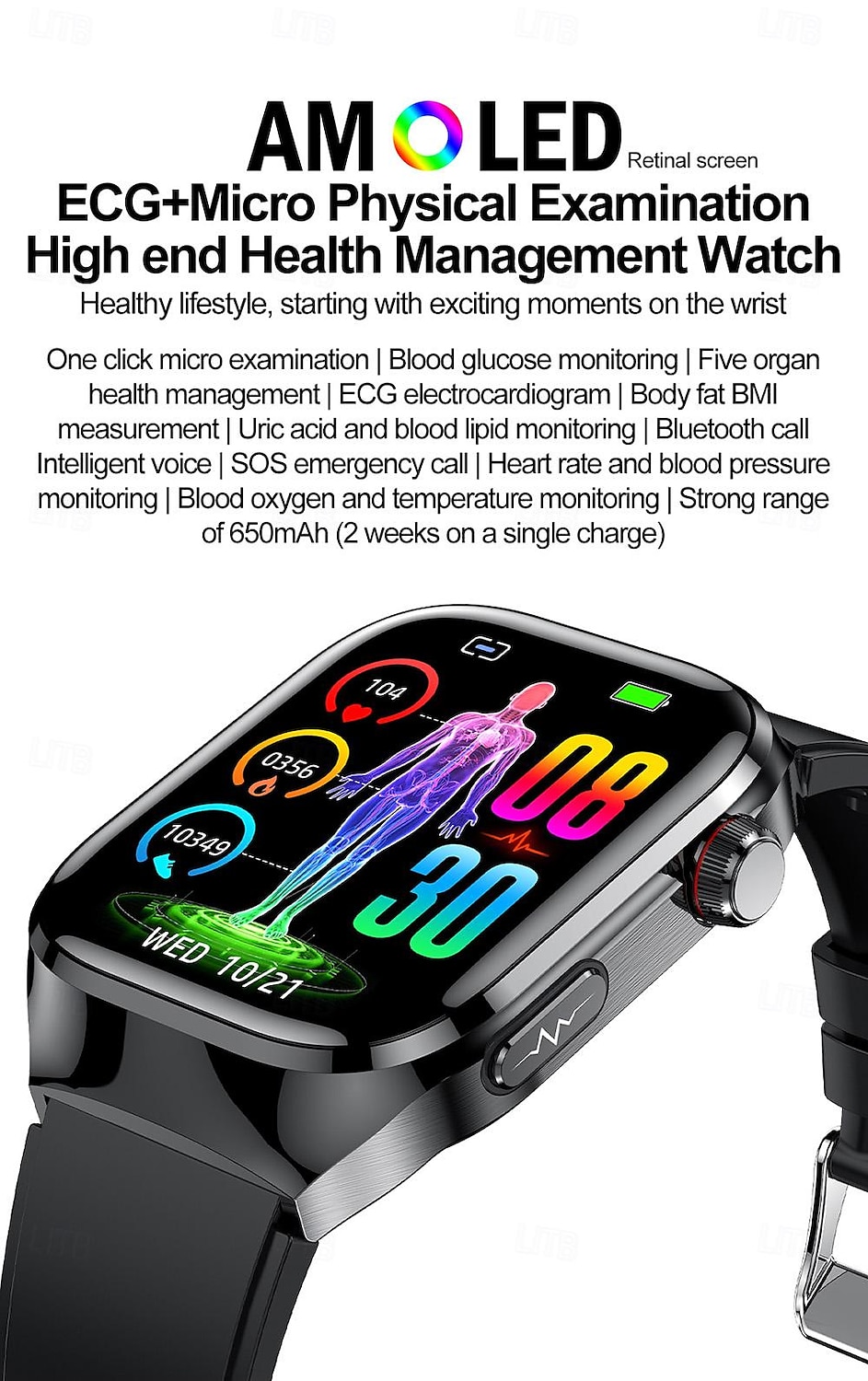 iMosi TK16 Smart Watch 2.04 inch Smartwatch Fitness Running Watch Bluetooth ECG+PPG Temperature Monitoring Pedometer Compatible with Android iOS Women Men Long Standby Hands-Free Calls Waterproof IP68 2025 - $83.19 –P1