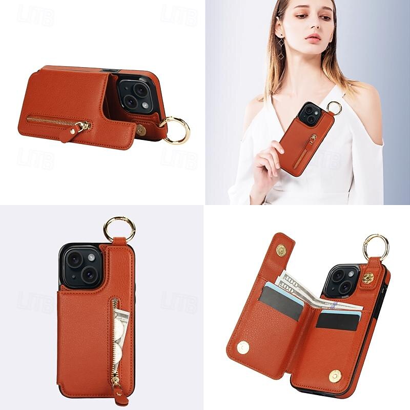 Phone Case For iPhone 16 15 14 Pro Max Plus 13 12 11 Pro Max Mini Wallet Case Zipper Kickstand Card Slot Retro TPU PU Leather 2025 - $15.99 –P7